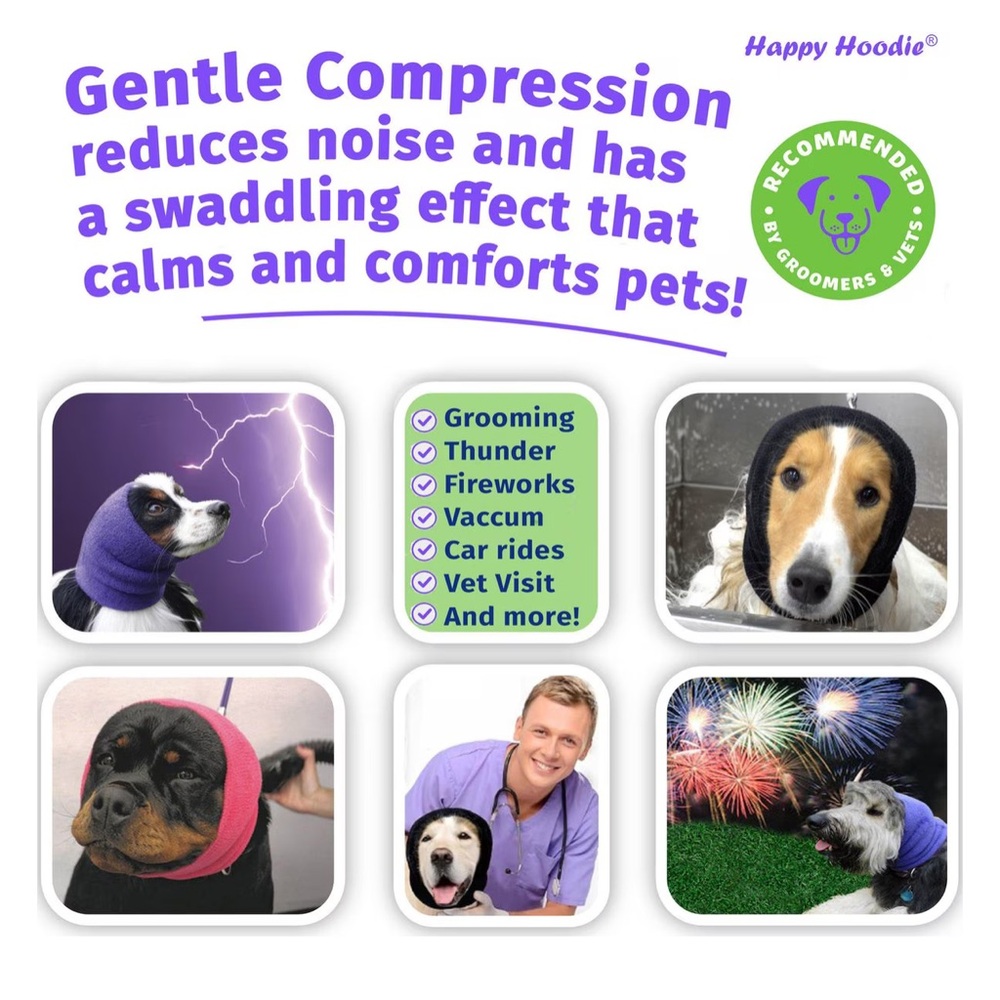 Purple Happy Hoodie Calming Band for Dogs & Cats - Picture 3 of 8